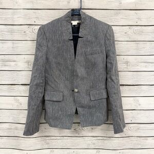 Veronica Beard Gray Herringbone Linen Blend Blazer Size 6